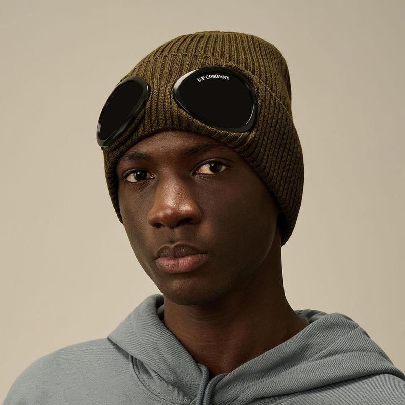 C.P. Company Beanie with Goggle Design – Soft Cotton, Unisex Fit 0