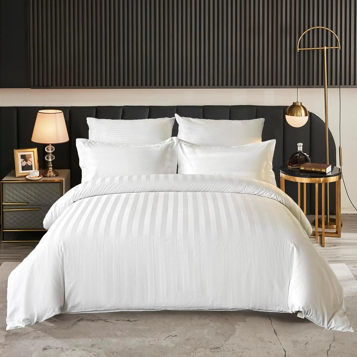 Egyptian Stripe Duvet Quilt Covers Luxury Bedding Set Single Double King Size