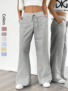 Women's Striped Print Wide Leg Pants, Casual Comfy Trousers for Daily Wear, Ladies Bottoms for All Seasons