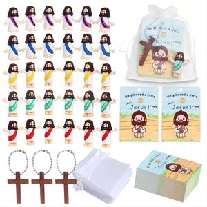 Diy Jesus Doll Set, 20/30pcs Jesus Doll with Cross & Prayer Card & Bag, Creative Religious Gift, Easter Party Holiday Gift, Everyday Gifts, Religious Home Decor