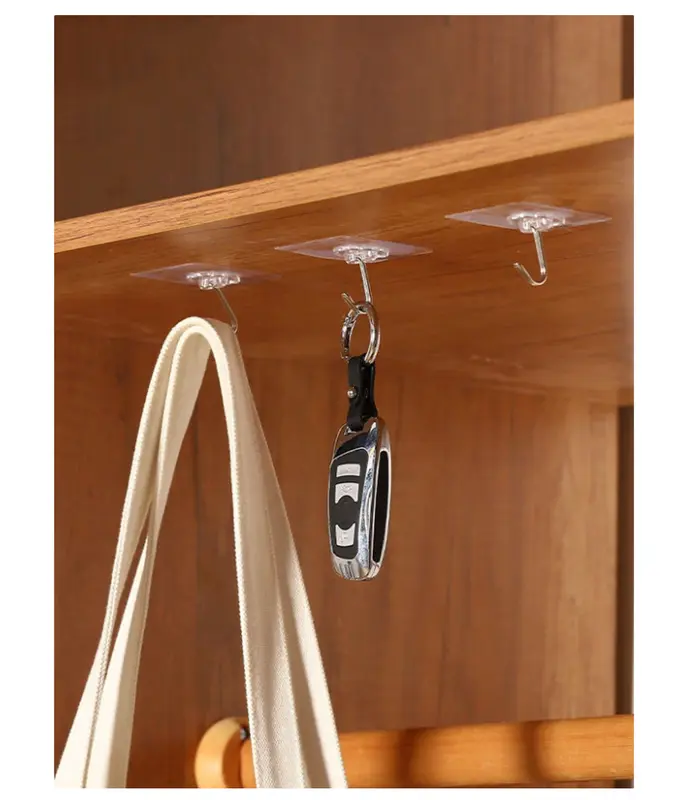 Translucent Strong Adhesive Hook, No Drilling Needed For Clothes, Utensils, Kitchen And Bathroom, 5-10-20-30-50pcs Pack 3