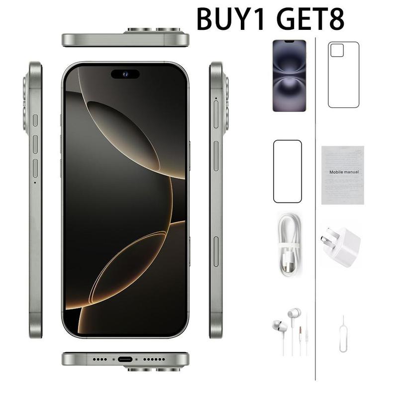 Exclusive live streaming-2025 new mobile phone 6.8-inch 6800mAh battery black and white gray gold 256GB Android smartphone 3