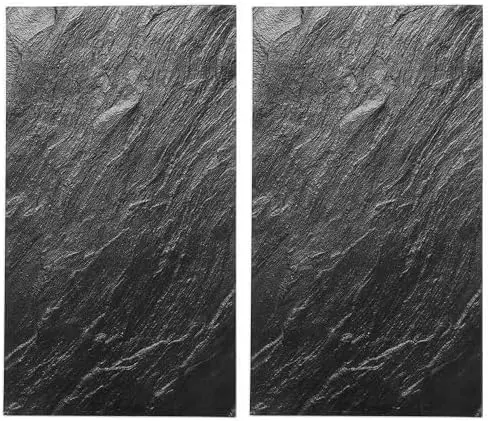 Set of 2 Glass Chopping Boards - 2pcs Universal Hob Cover Worktop Savers for Induction, Ceramic & Electric Stove - Non-Slip Tempered Glass Cutting Board - Black Slate Marble 6