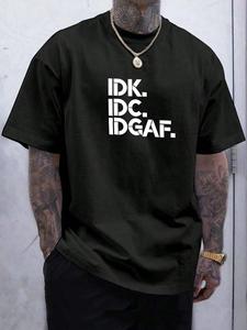 Men's Letter Print Round Neck Tee, Loose Casual Fashion Short Sleeve T-shirt for Summer, Men's Top for Daily Wear