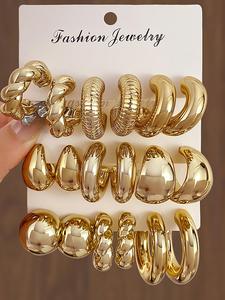 Women's Elegant Minimalist Hoop Earrings, Trendy Exquisite C-shaped Twist Hoop Earrings, Chic All-match Vintage Jewelry As Gift for Girlfriend