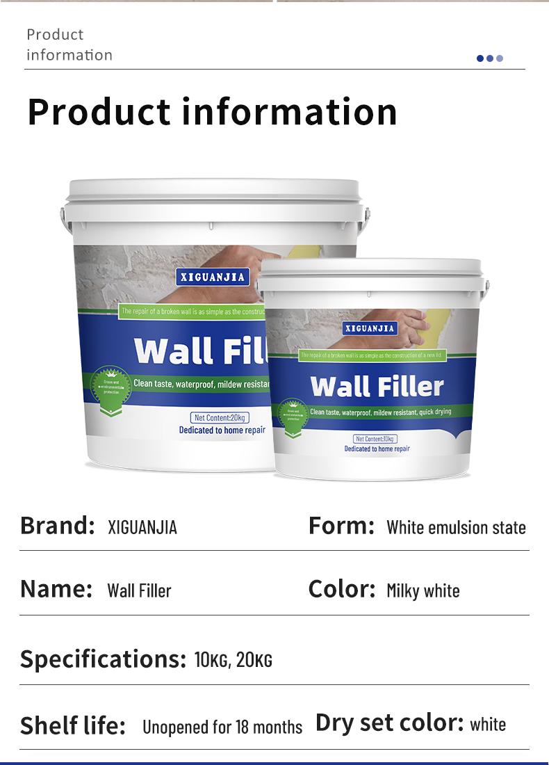 Product Introduction of Wall repair paste, white wall repair paste, waterproof and mildew proof putty paste, packaged in 500 barrels, with a complete set of repair tools 21