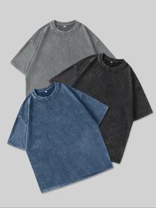 Men's Washed Distressed Crew Neck Tee, Regular Fit Casual Comfy Short Sleeve Round Neck T-shirt for Summer, Fashion Men's Top for Daily Wear, Cotton