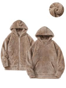 Men's Solid Zip Up Drop Shoulder Hoodie, Fashion Casual Loose Pocket Hooded Sweatshirt for Daily Outdoor Wear, Men Fall & Winter Clothes