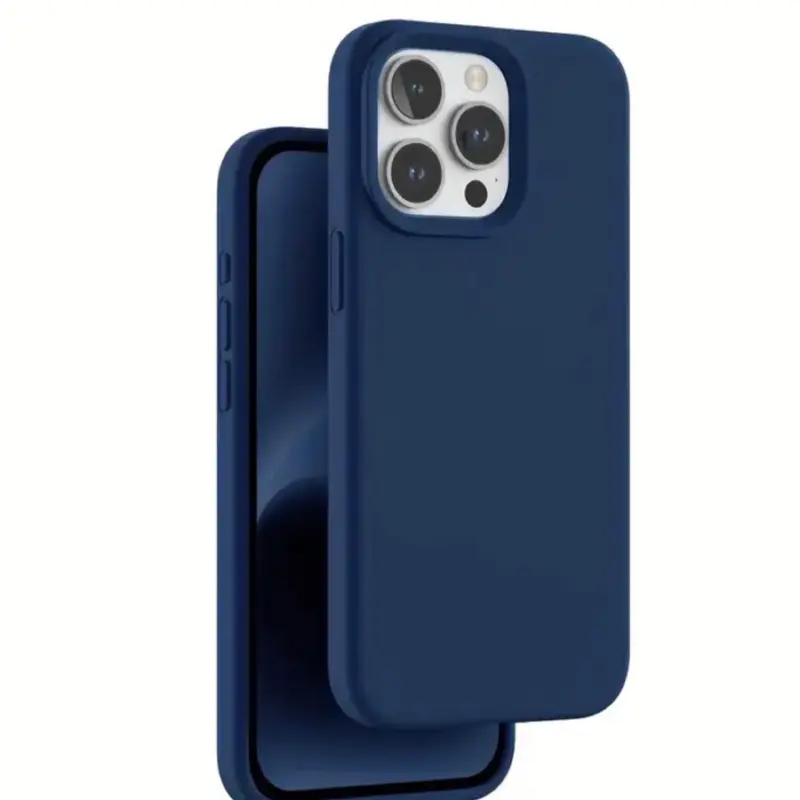 Solid Colour Silicone Minimalist Phone Cases of black , dark blue and green colour,Shockproof Protective Cover for iPhone 13 14 15 16 Pro & Promax, Smartphone Protector Camera Protection 2