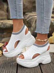 Women's Fashionable Solid Color Platform Sandals, Casual Comfortable Wedge Sandals for Summer, Female All-match Round Toe Sandals for Daily Wear, Walking Shoes