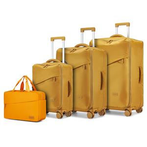 [MissLulu Bags] Non-Structured 20''/24''/28'' Lightweight Durable Soft Shell Suitcase Set with Combination Padlock and Separate Wet/Dry Compartment - Yellow
