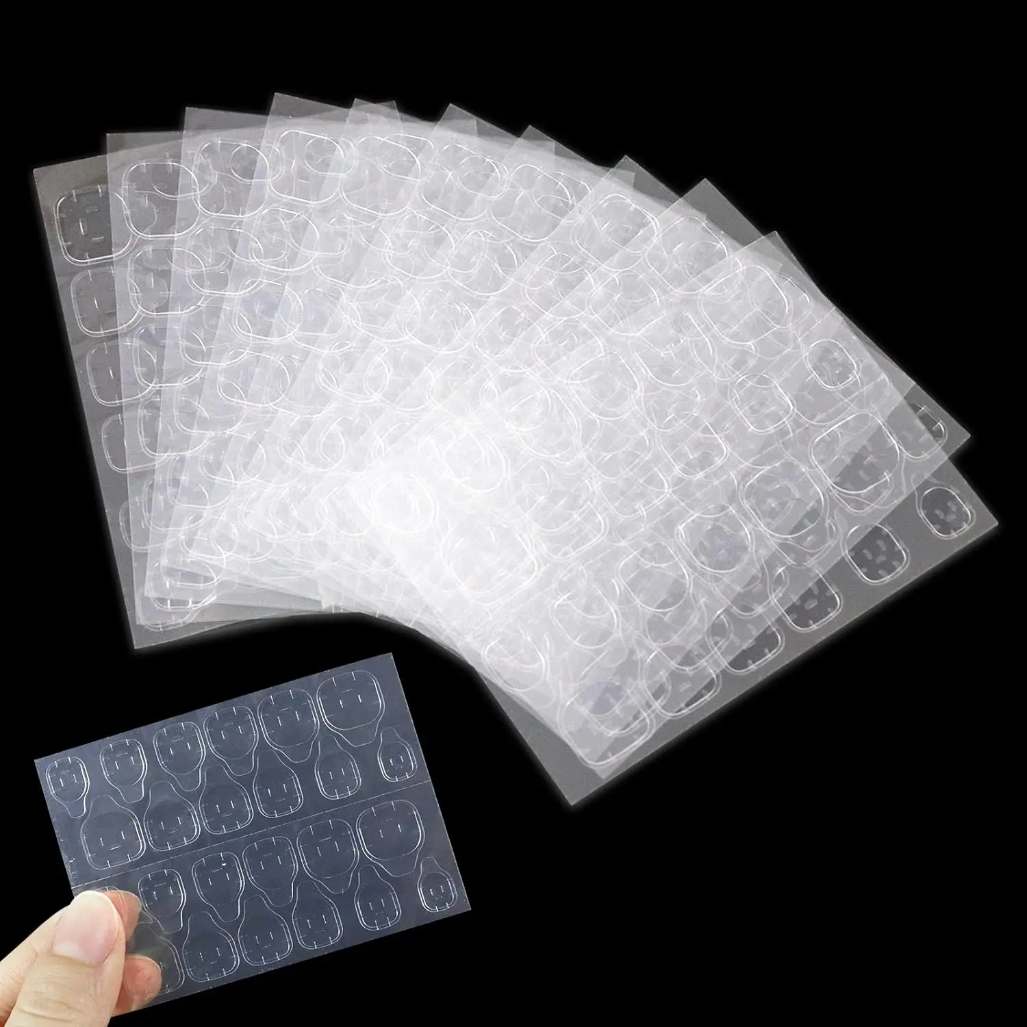 Sularpek False Nails Stickers, 240 Pcs Double-Side Glue Nail Sticker, 10 Sheets Transparent Nail Sticker Adhesive Nail Tab, Breathable False Nail Glue...