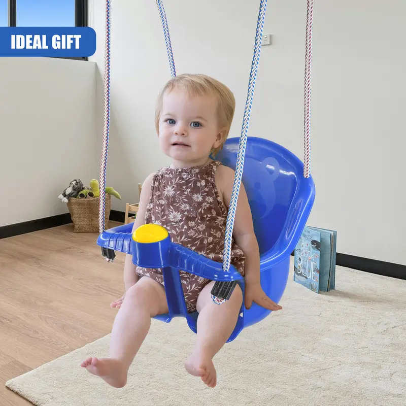 The Magic Toy Shop Safety Swing Seat for Toddlers, Easy Install, Durable Blue Garden Baby Swing for Indoor & Outdoor, Supports 40kg, Enhances Motor Skills, Suitable for Ages 1-3, Adjustable Ropes Included 5