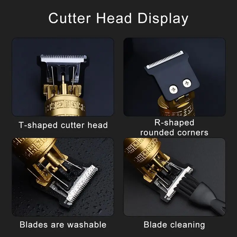 Men's Hair Clipper, 1 Set Professional Zero Gap T-blade Hair Trimmer, Cordless Rechargeable Edge Trimming Tool, Electric Beard Shaver, Haircut Razor Kit, Hair Clipper for Men 5