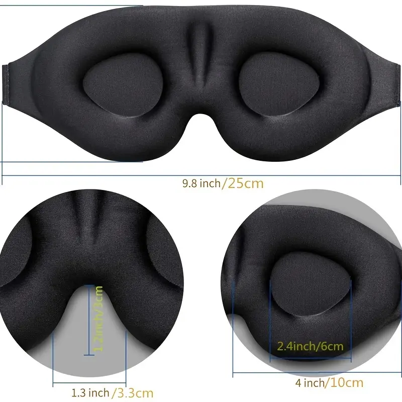 Ultra-Comfort 3D Contoured Sleep Mask for Men & Women - Soft, Light-Blocking Eye Shade with Adjustable Strap for Deep Sleep, Travel & Yoga Nap - Black, Fragrance-Free 5