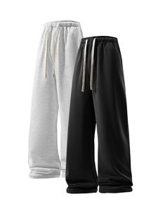 Men's Solid Color Pants, Casual Comfy Loose Straight Leg Trousers for Fall & Winter, Men's Bottoms for Daily Wear