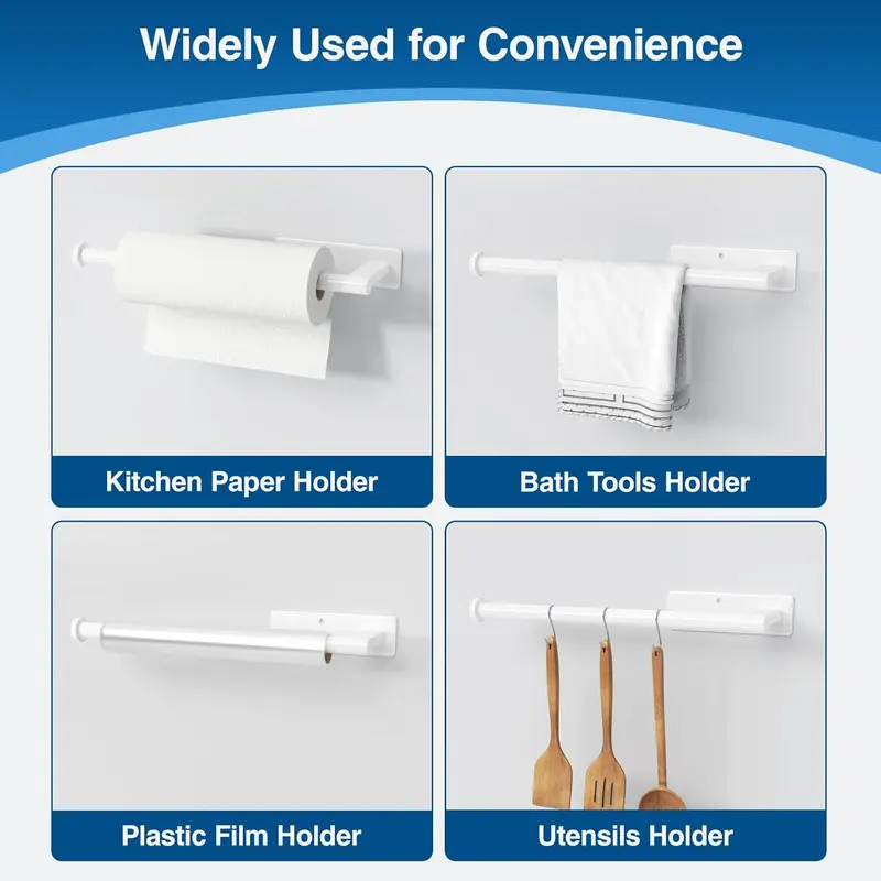2025-New Stainless Steel Under Cabinet Paper Towel Holder - Self-Adhesive or Drill Mounted, Wall-Mounted Roll Holder for Kitchen Organization and Storage 3