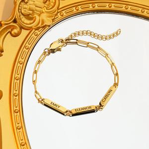 AS034 Customized Gift New Stainless Steel Engraved Name Bracelet Women Personalized Names Necklace