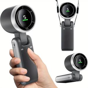 Handheld Folding High-Speed Neck Fan - 5-Speed Wind Adjustment, 180° Folding Angle, USB Rechargeable with 3000mAh Lithium Battery, Portable and Lightweight for Indoor/Outdoor Use, Camping and Shopping Essentials, Outdoor Essentials