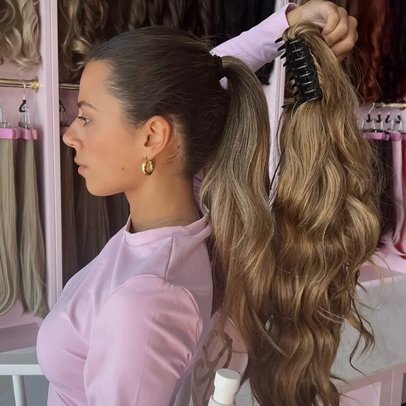 Jaime Brushed Out Wave Claw Clip Ponytail- 28 inch 2