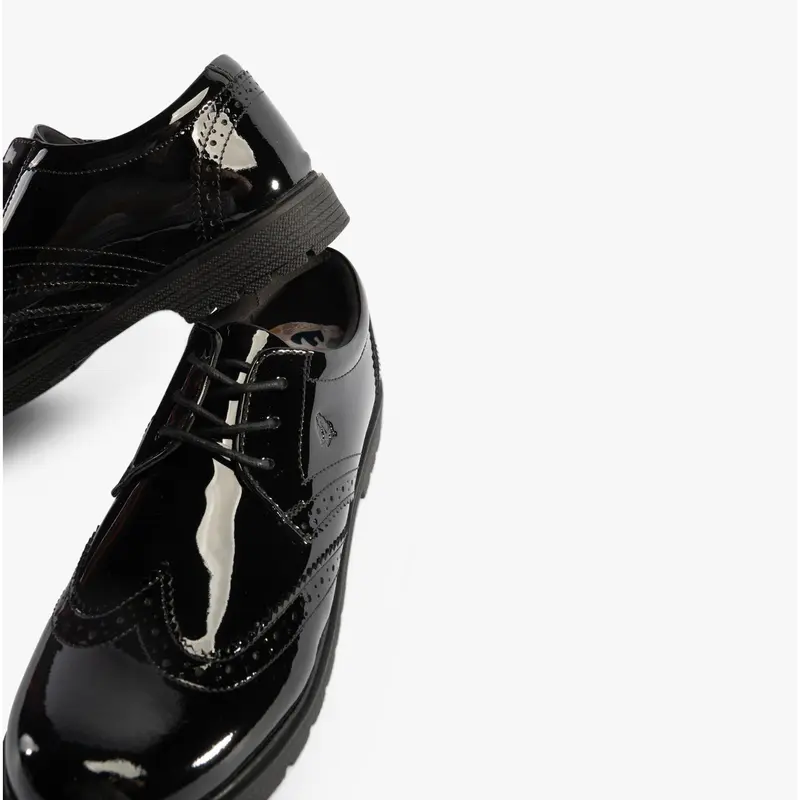 Hush Puppies SALLY Girls Leather School Shoes Black Patent School 5