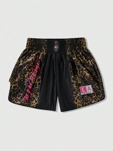 Men's Leopard Print Boxing Shorts, Regular Fit Casual Comfy Breathable Shorts for Gym Workout Running, Men's Summer Bottoms