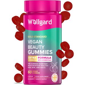 Vegan Skin, Hair & Nails Gummies with Biotin & Zinc, Beauty Gummies, Hair Gummies, Supplement for Skin, Vitamin Gummies, Vitamins Women