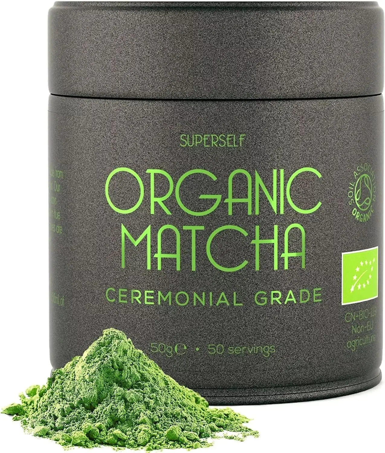 Matcha Powder - Ceremonial Grade Matcha - 50g (50 servings) Gift Tin - Premium Matcha Green Tea Powder - Certified Organic by Soil Association - 100% Pure Stone Ground Macha Tea Leaves - Vegan Beverage