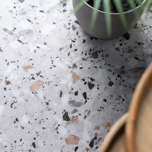 Quadrostyle Terrazzo Grey Wall & Floor Vinyl Tile Stickers 30cm(W) 30cm(H) 0.508mm(D) 2