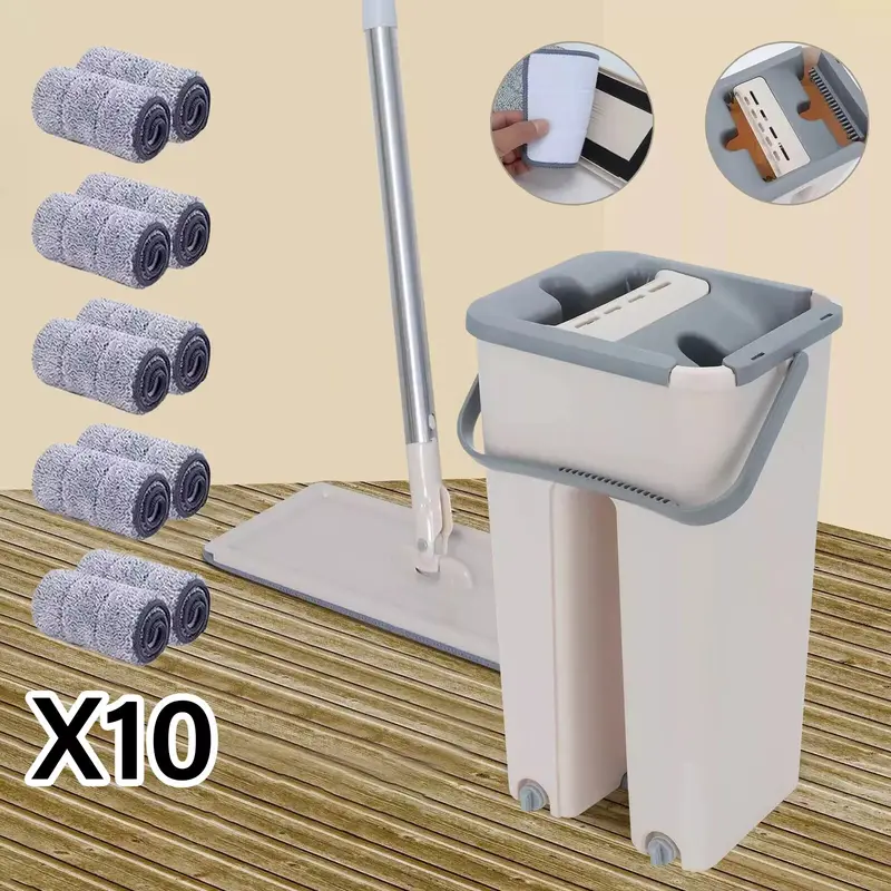 360 Multi-Functional Wash & Dry Mop and Bucket Set 360°Flat Squeeze Floor Mop+10Pads 0