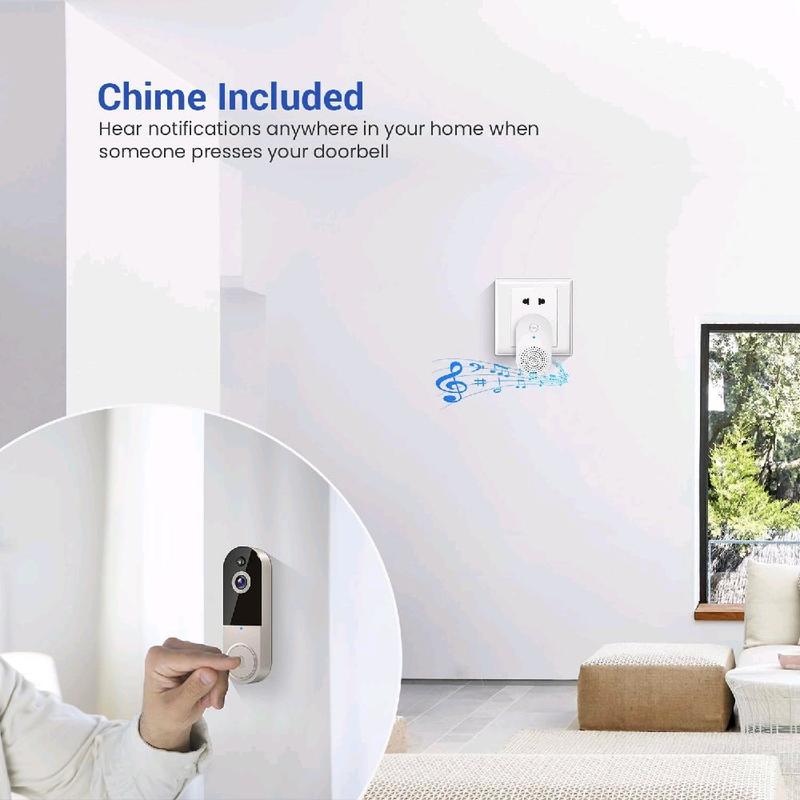 1080P Video Doorbell Camera Wireless, Live View, 2-Way Talk, Night Vision, Included Ring Chime, Cloud Storage, 2.4Ghz WiFi Only, Indoor Surveillance, Real-Time Alert 3