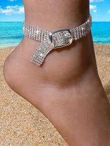 Women's Elegant Rhinestone Decorated Belted Anklet, Exquisite Trendy Anklet, Fashionable Body Jewellery for Women & Girls for Daily & Party Decoration, Gifts for Her, Chain