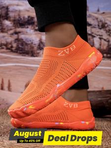 Men's Letter Print Hollow Out Water Shoes, Breathable Quick Drying Mesh Water Shoes, Outdoor Barefoot Sports Shoes for Swimming, Beach Footwear, Hiking Water Shoes, Waterproof Shoes Lights, Watershoes Quick Dry, Lightweight Swim Shoes, Water Aqua Shoes