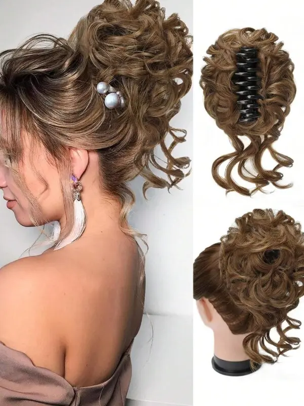 Clip Messy Bun Hair Pieces For Women Wavy Curly Hair Bun Extensions 8