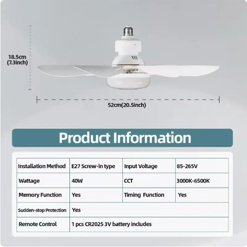 Silent Strong Wind LED Ceiling Fan Light 40W with Remote for Living Room & Kitchen 2