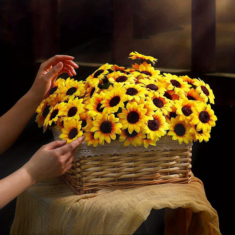 Product Introduction of 4 Bunches, Sunflower Artificial Bundles With Stems Bouquet Fake Plants UV Resistant Plastic Greenery Faux Outdoor Flower Plants No Fade For Garden Porch Window Box Decorating Decorative Fruit 1