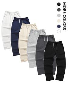 Men's Solid Color Drawstring Waist Straight Leg Pants, Casual Comfy Pocket Trousers for Fall & Winter, Men's Bottoms for Daily Wear