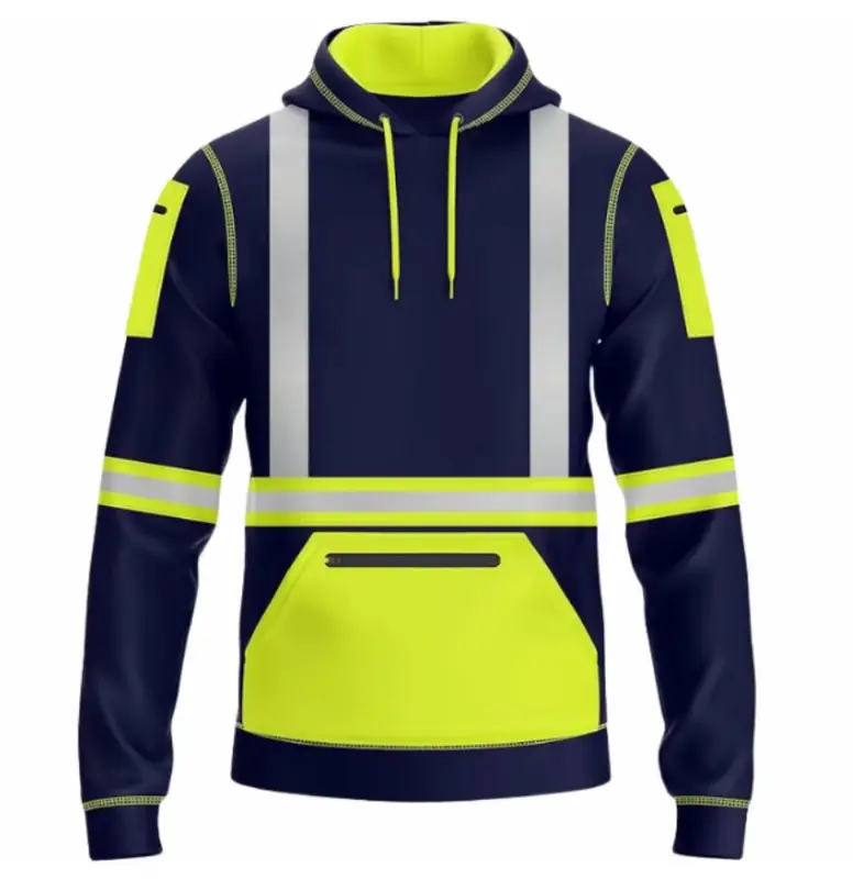 Pullover Hoodie Menswear Storm Range Tradesmen Workwear PPE Stylish Long Sleeve Hoodie with Drawstring Utility Pouch Reflective Safe Durable Comfortable Outdoor Mens Safety Hoodie Protective Gear 2