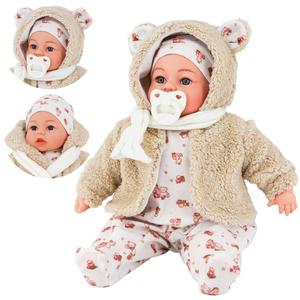 BiBi Doll "Bear" Large Size 18" Soft Body Beige Coat Baby Doll with Dummy & Sounds Boys Girls Toy Doll for Ages 18 Months +