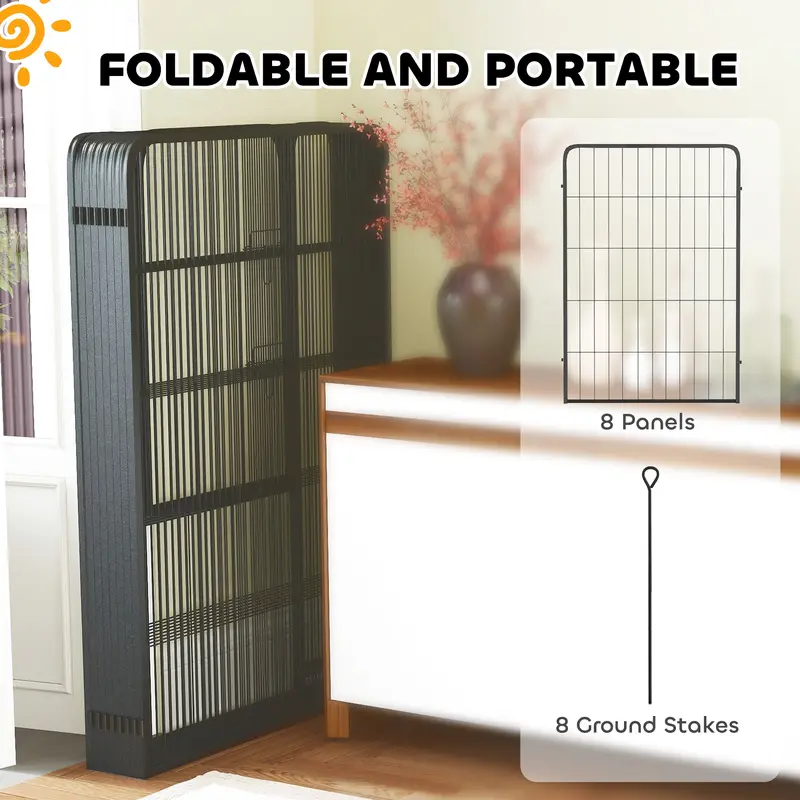 8 Panels Heavy Duty Dog Playpen with Door Indoor Outdoor, for Large Dogs, 100cm High 5