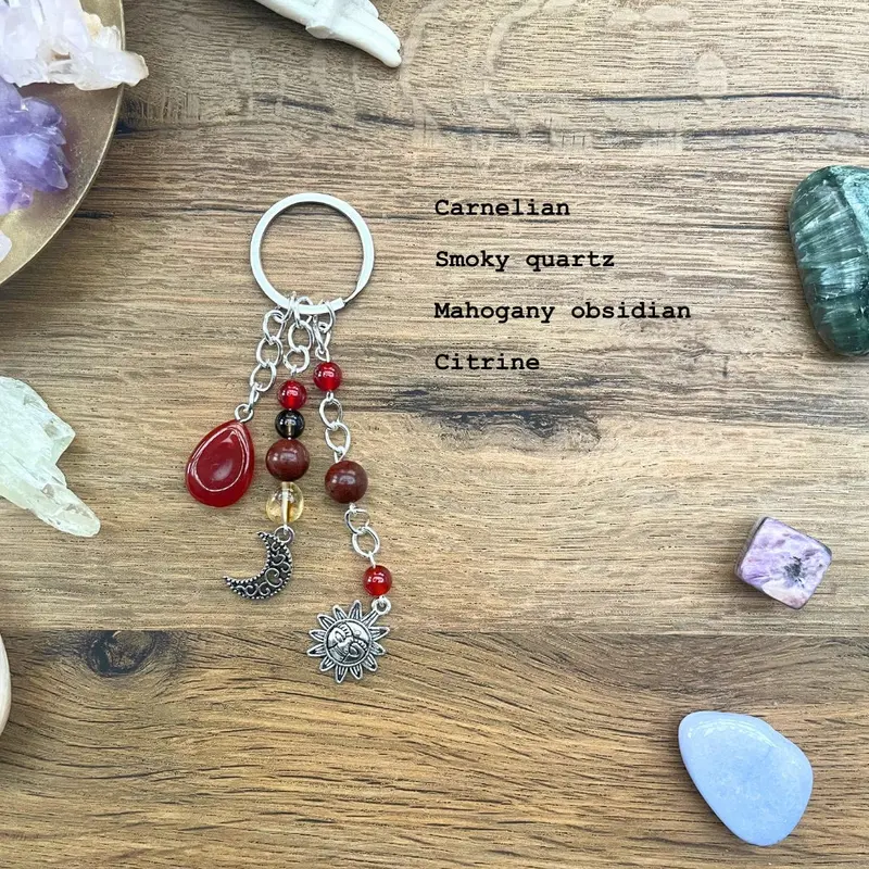 Small Crystal Teardrop Handmade Keyrings - 5 Options to Choose From - Rose Quartz - Clear Quartz - Amethyst - Carnelian - Tigers Eye 4