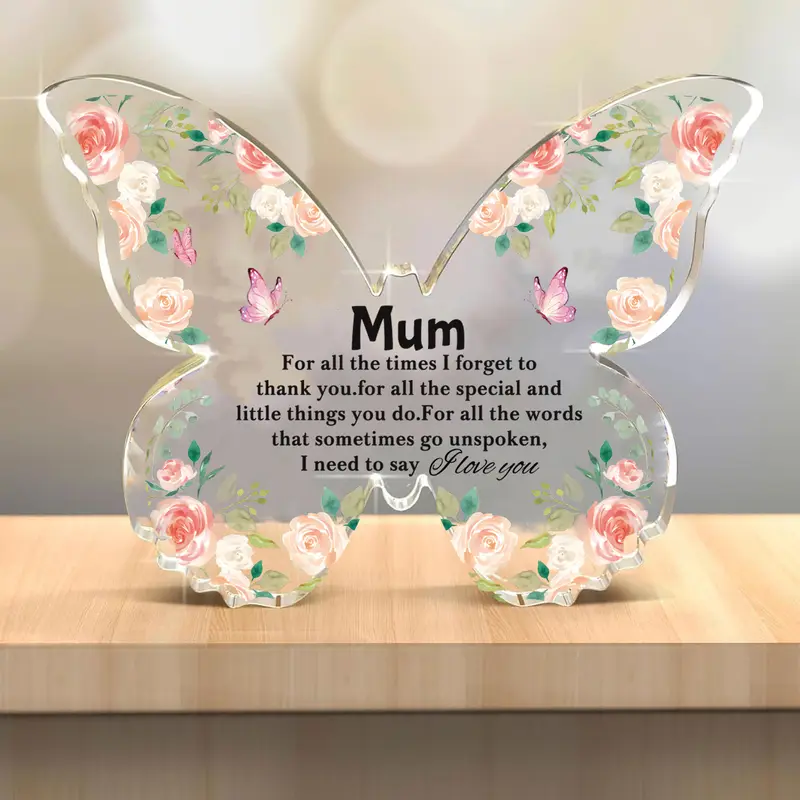 1pc Mum Gifts | Thank You Gifts for Mum from Daughter Son | Acrylic Plaque with Touching Words | Living Room Desk Ornaments | Personalised Birthday Gifts Presents for Her Mum Bonus Mum Mother in Law | Home Deco Rack Console Table Decor Centerpiece Statue 3