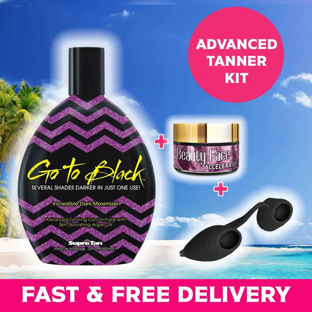 Go To Black Incredible Dark Maximiser 350ml Bundle - 1x Soleo Beauty Pot 1x Eye Protection Goggle 1x Go to black 350ml
