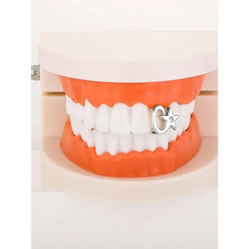 Hip Hop Zirconia Single Star Teeth Grillz 14K Tooth Caps Decor For Women Men Jewelry Dental Grills 3