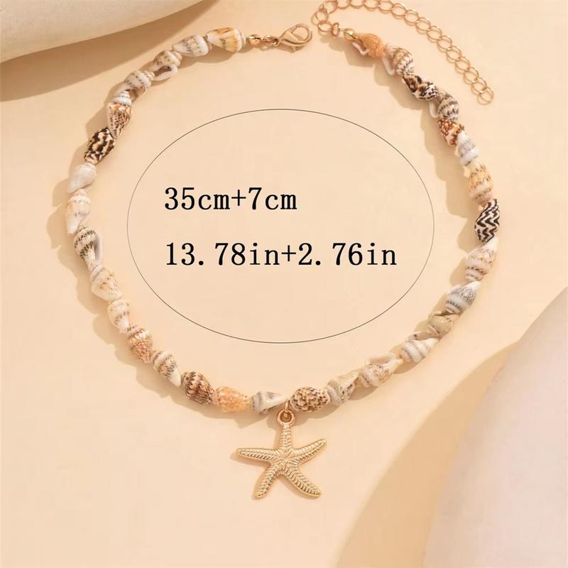 2025 Beach Style Natural Seashell Beaded Necklace With Handmade Tropical Starfish Pendant Fashion Ocean Inspired Jewelry Choker Women 4
