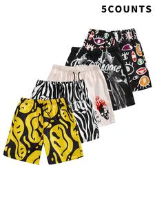 Men's  All Over Print Pocket Design Drawstring Waist Shorts, Regular Fit Casual Comfy Beach Shorts for Summer, Men's Bottoms for Daily Wear