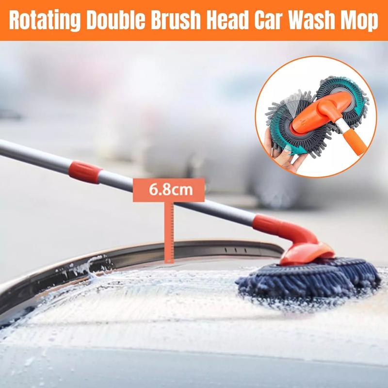Microfiber Car Wash Mop Kit with 4 Replacement Heads for Exterior Cleaning - Telescopic Brush for Car Van SUV Truck 7