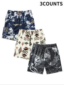 Men's Stylish Printed Drawstring Waist Beach Shorts, Regular Fit Casual Comfortable Breathable Fashionable Pocket Shorts, Men's All-Match Bottoms for Summer