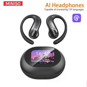 MINISO MS188 Wireless BT Headphones, 1 Count Open-back Over-ear Headphones with LCD Display Charging Case, Suitable for Daily Commuting