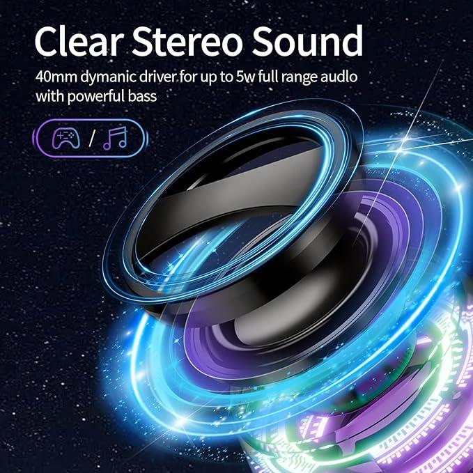 Magnetic Mini Bluetooth Speaker, G200 5W mini Speakers Wireless with Bluetooth 5.3, RGB Light, Game Mode, 7H Playtime, Portable Phone Stand for iPhone, Travel, Golf Cart - Black/Purple 5